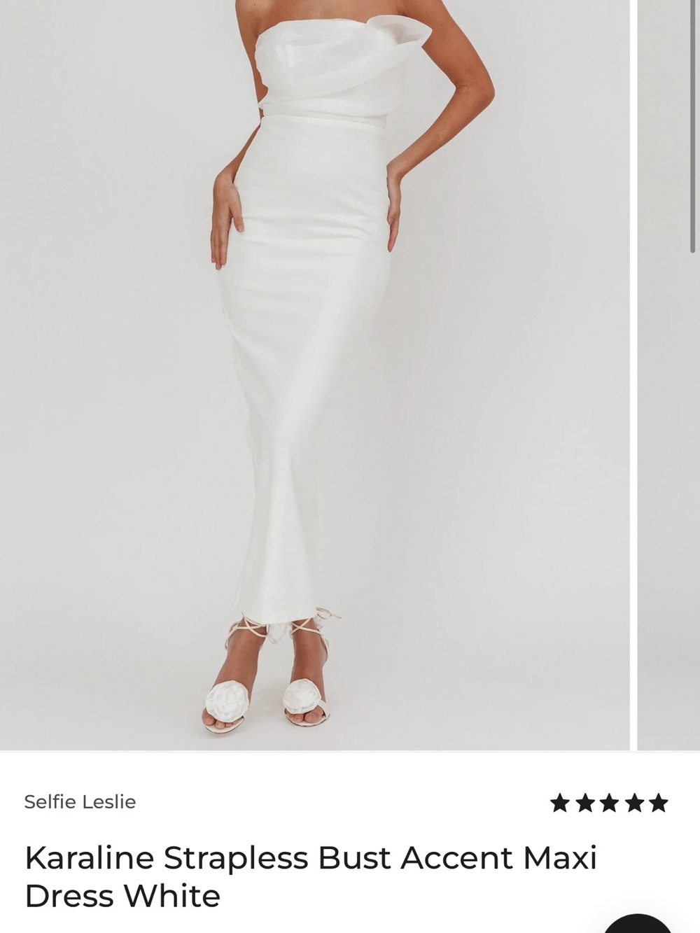 Selfie Leslie White Strapless Maxi Skirt with Sculpted Bust Detail